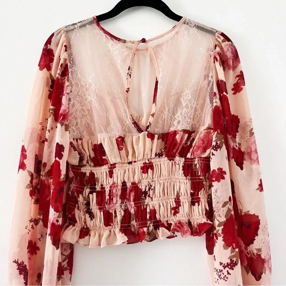 NWT Free People Daphne Blouse in Romantic Combo - XS - Picture 6 of 10